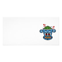 Zombie monkey in blue personalized photo card
