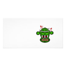 Zombie monkey in green photo card template