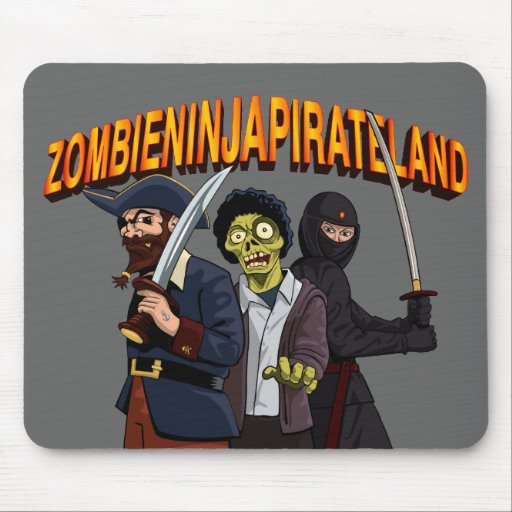Zombie Ninja Pirate Land Mouse Pad