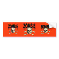Zombie Skull Black Bumper Sticker