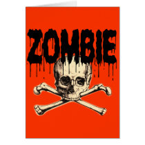 Zombie Skull Black Greeting Cards