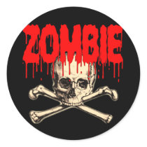 Zombie Skull Red Stickers