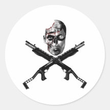 Zombie Skull Round Stickers