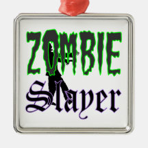 Zombie Slayer Christmas Ornament with Zombie