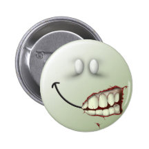 Zombie Smiley Face Pinback Buttons