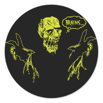 Zombie Wants Brains Round Stickers