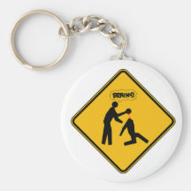 Zombie Warning Sign Key Chain