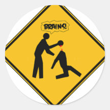 Zombie Warning Sign Sticker