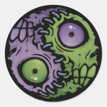 zombie ying-yang round sticker