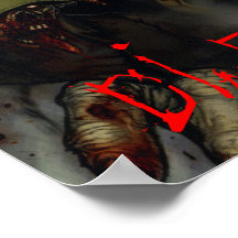 Zombies "Di(n)e With Us" Halloween Wall Poster