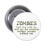 Zombies Industrial Military Complex Pinback Button