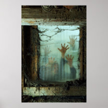zombies outside a window print