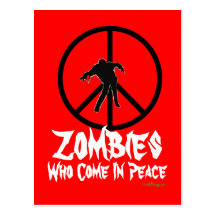 Zombies Who Come In Peace Halloween Postcard