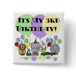 Zoo Animals 3rd Birthday Tshirts and Gifts Pin