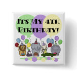 Zoo  Animals 4th Birthday Tshirts and Gifts Pinback Button