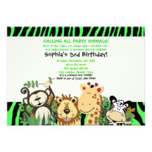 ZOO CREW 5x7 Trendy Zebra Stripe Jungle Party Custom Invites