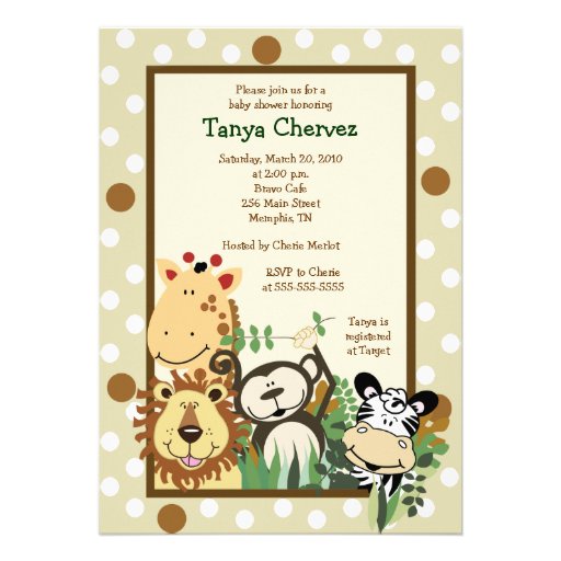 ZOO CREW Jungle Safari Baby Shower 5x7 Personalized Invites