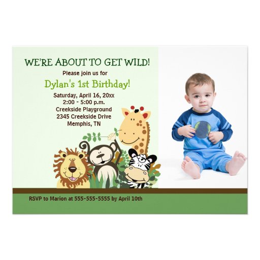 Zoo Crew Jungle Safari *PHOTO* Birthday 5x7 Invite