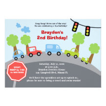 Zoom Zoom Cars Custom Birthday Invitation