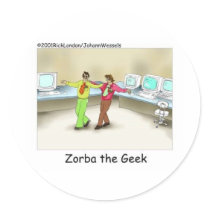 Zorba The Geek Funny Gifts & Collectibles Round Stickers