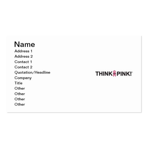ZTA Think Pink! Business Cards