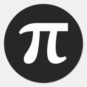 π Pi White Writing Classic Round Sticker