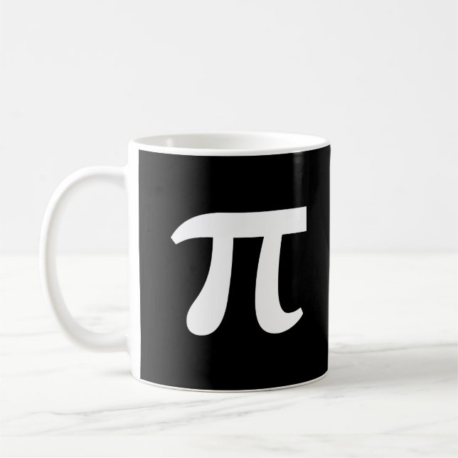π Pi White Writing Coffee Mug (Left)