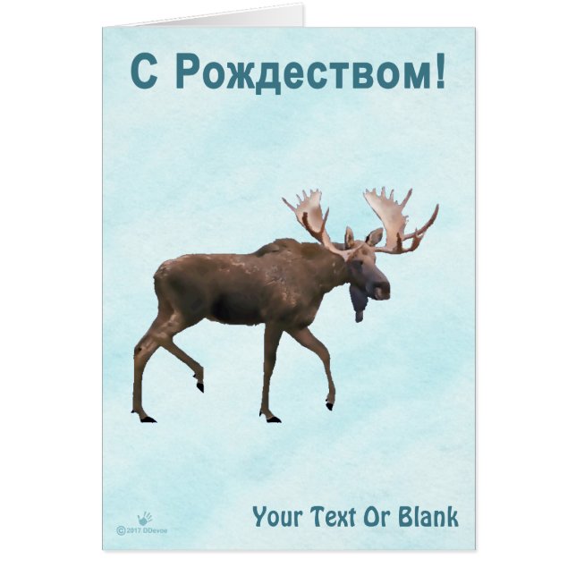 С Рождеством - Bull Moose On Snow (Front)