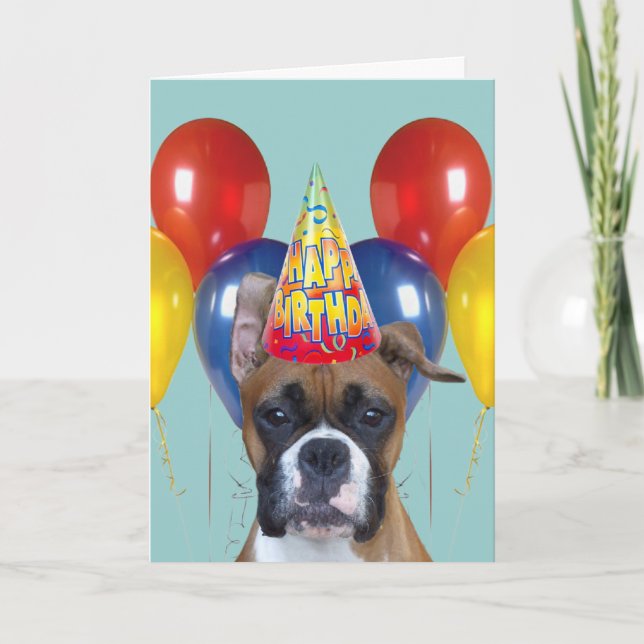 С днём рождения Happy Birthday Boxer Greeting Card (Front)