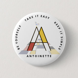 Сaptivating Neoplasticism Art Monogram. Letter A B 2 Inch Round Button