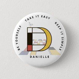Сaptivating Neoplasticism Art Monogram. Letter D 2 Inch Round Button