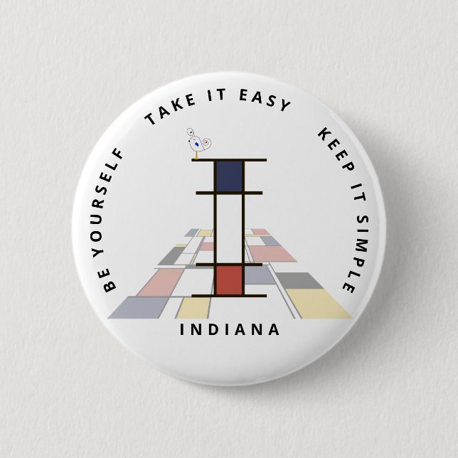 Сaptivating Neoplasticism Art Monogram. Letter I 2 Inch Round Button (Front)