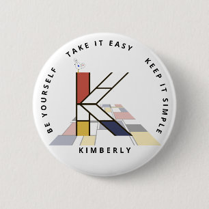 Сaptivating Neoplasticism Art Monogram. Letter K 2 Inch Round Button