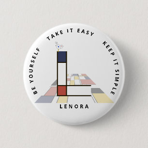 Сaptivating Neoplasticism Art Monogram. Letter L 2 Inch Round Button