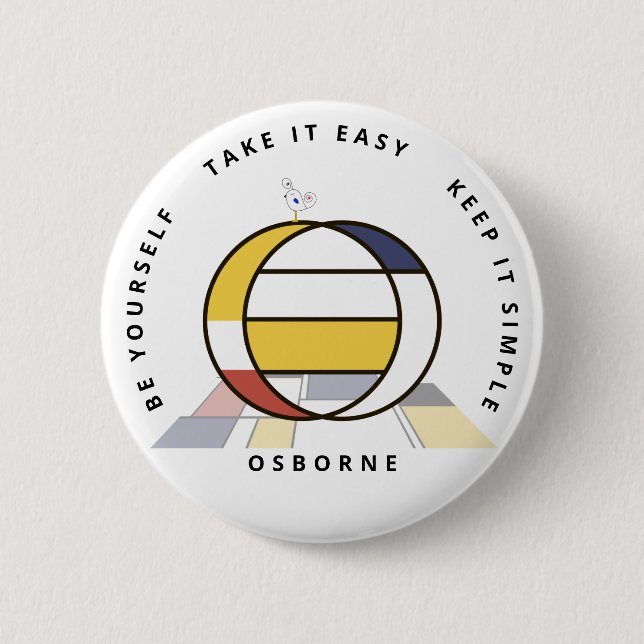 Сaptivating Neoplasticism Art Monogram. Letter O 2 Inch Round Button (Front)
