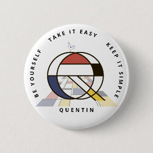 Сaptivating Neoplasticism Art Monogram. Letter Q 2 Inch Round Button