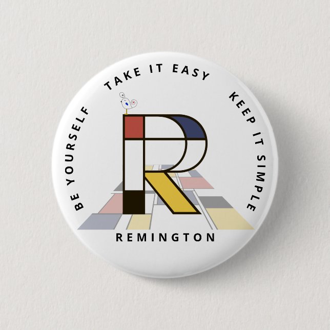 Сaptivating Neoplasticism Art Monogram. Letter R 2 Inch Round Button (Front)