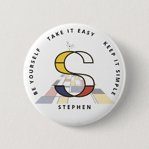 Сaptivating Neoplasticism Art Monogram. Letter S 2 Inch Round Button