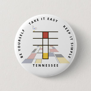 Сaptivating Neoplasticism Art Monogram. Letter T 2 Inch Round Button