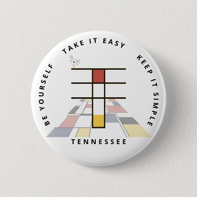 Сaptivating Neoplasticism Art Monogram. Letter T 2 Inch Round Button (Front)