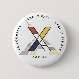 Сaptivating Neoplasticism Art Monogram. Letter X 2 Inch Round Button
