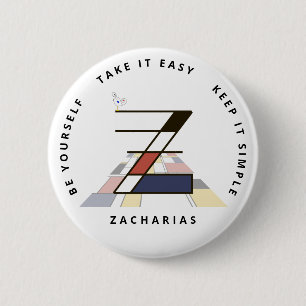 Сaptivating Neoplasticism Art Monogram. Letter Z 2 Inch Round Button