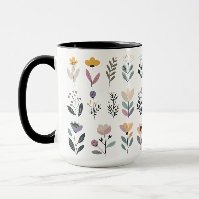 Сollection of vector flowers mug (Left)
