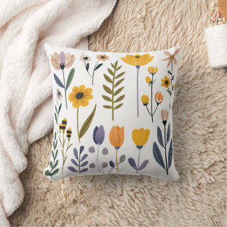 Сollection of vector flowers throw pillow