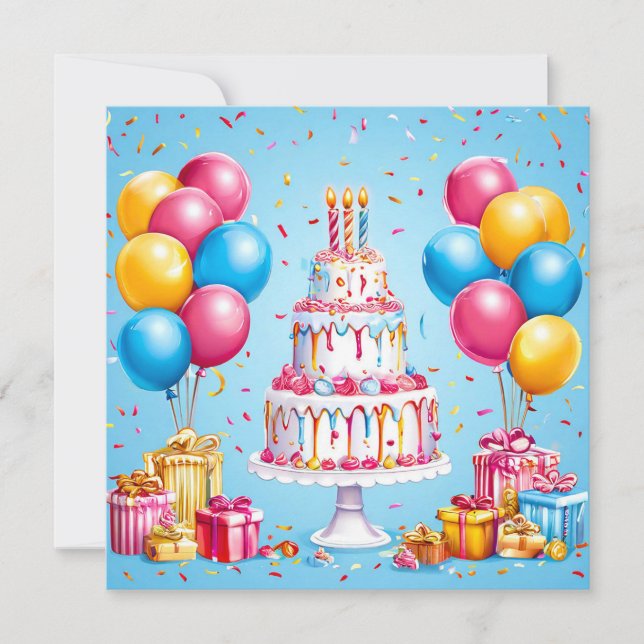 Сolorful birthday art invitation (Front)