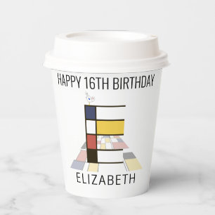 Сool Neoplasticism Style Monogram. Letter E Paper Cups