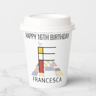 Сool Neoplasticism Style Monogram. Letter F Paper Cups