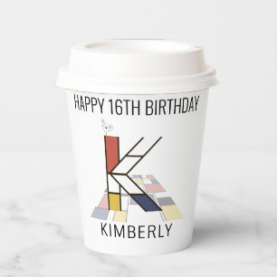 Сool Neoplasticism Style Monogram. Letter K Paper Cups