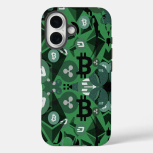 Сryptocurrencies Green Digital Money Pattern iPhone 16 Case