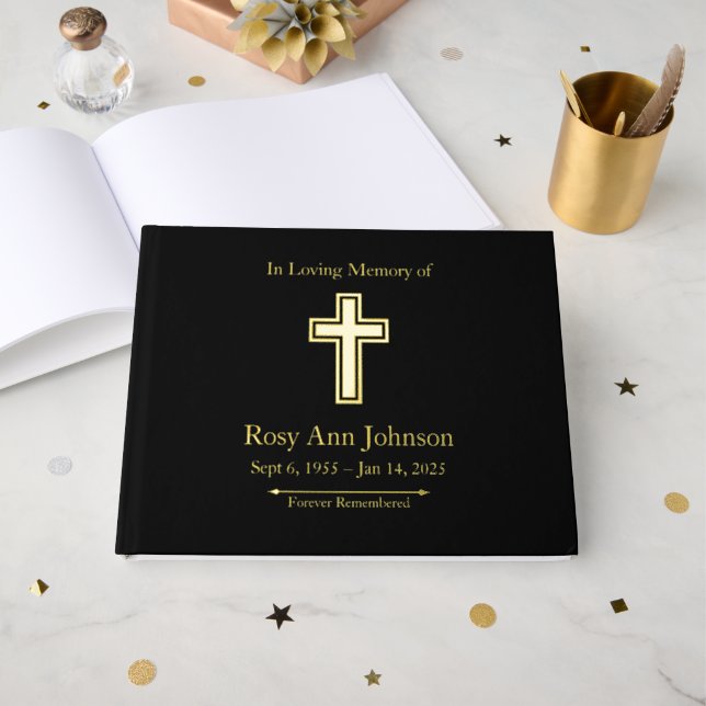 Сustom Foil Funeral Memorial Guest Book (Front Open)